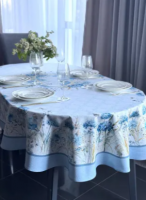 Скатерть с пропиткой "Антипятно" 145*250см, овальная, декор "Delight blue" 
