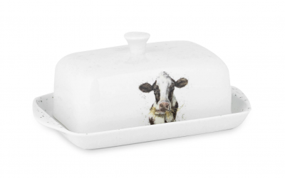 Маслёнка с крышкой Royal Worcester Забавная фауна Буренка 18,3 см, фарфор костяной RWC WN43