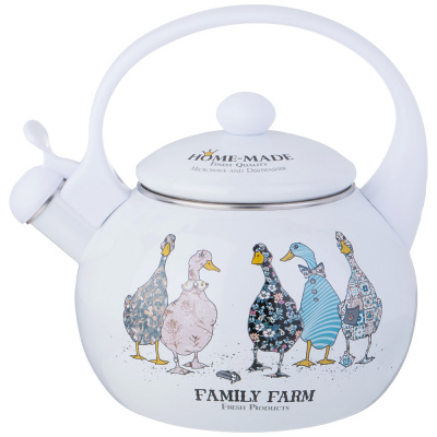 934-628 Чайник эмалированный 2,2л со свистком, Agness, серия "FAMILY FARM"