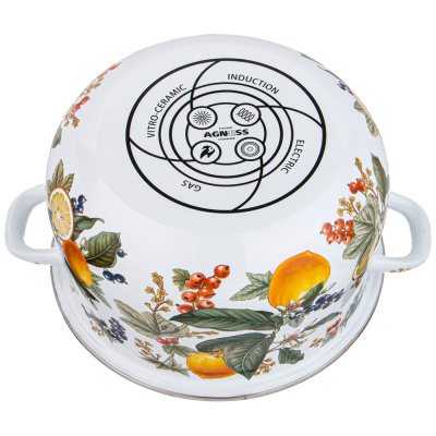 934-584 Кастрюля эмалированная 5л  индукция, AGNESS, серия ФРУКТОВАЯ КОРЗИНА