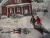 Скатерть НОВОГОДНЯЯ 186см круглая, SERVALLI, принт Домики, гобелен, Италия