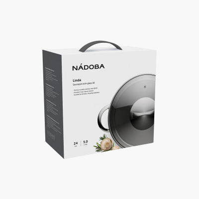 796011  Кастрюля со стеклянной крышкой 24см 6,1л NADOBA.серия LINDA